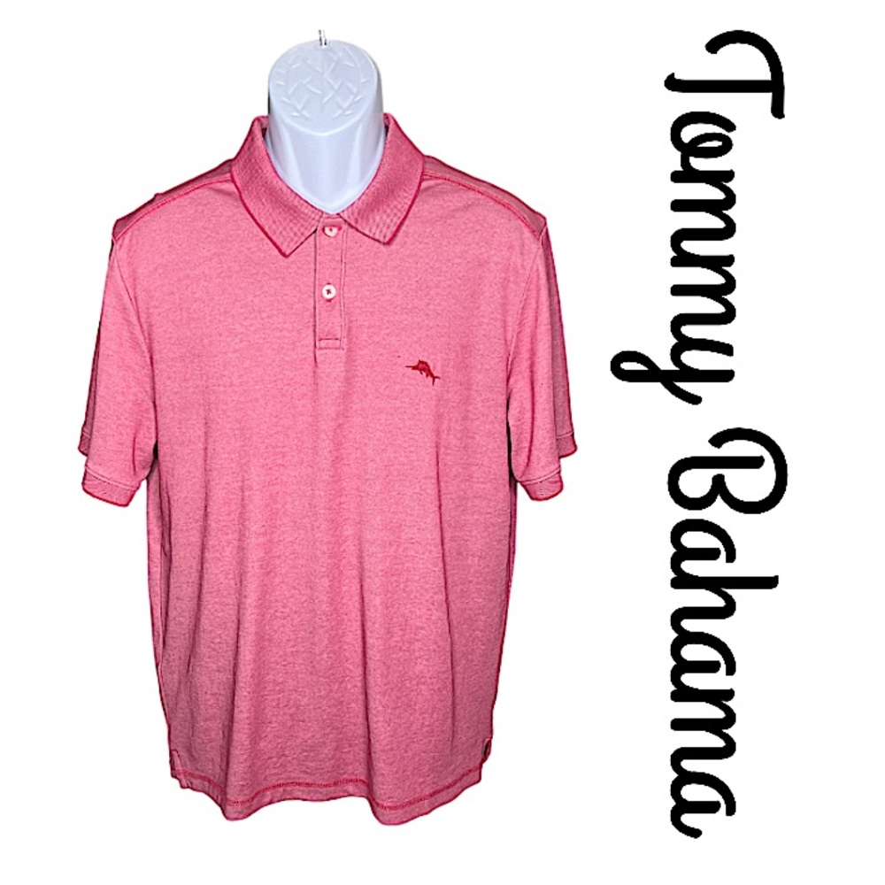 Tommy Bahama Relaxed Red Polo Shirt w/ Red Top Stitching Mens Size L EUC!